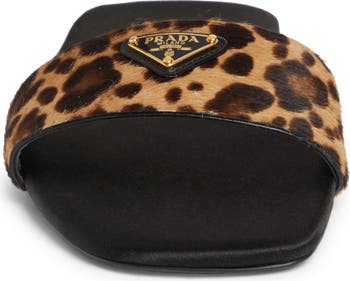 Prada Animal Print Genuine Calf Hair Slide Sandal (Women