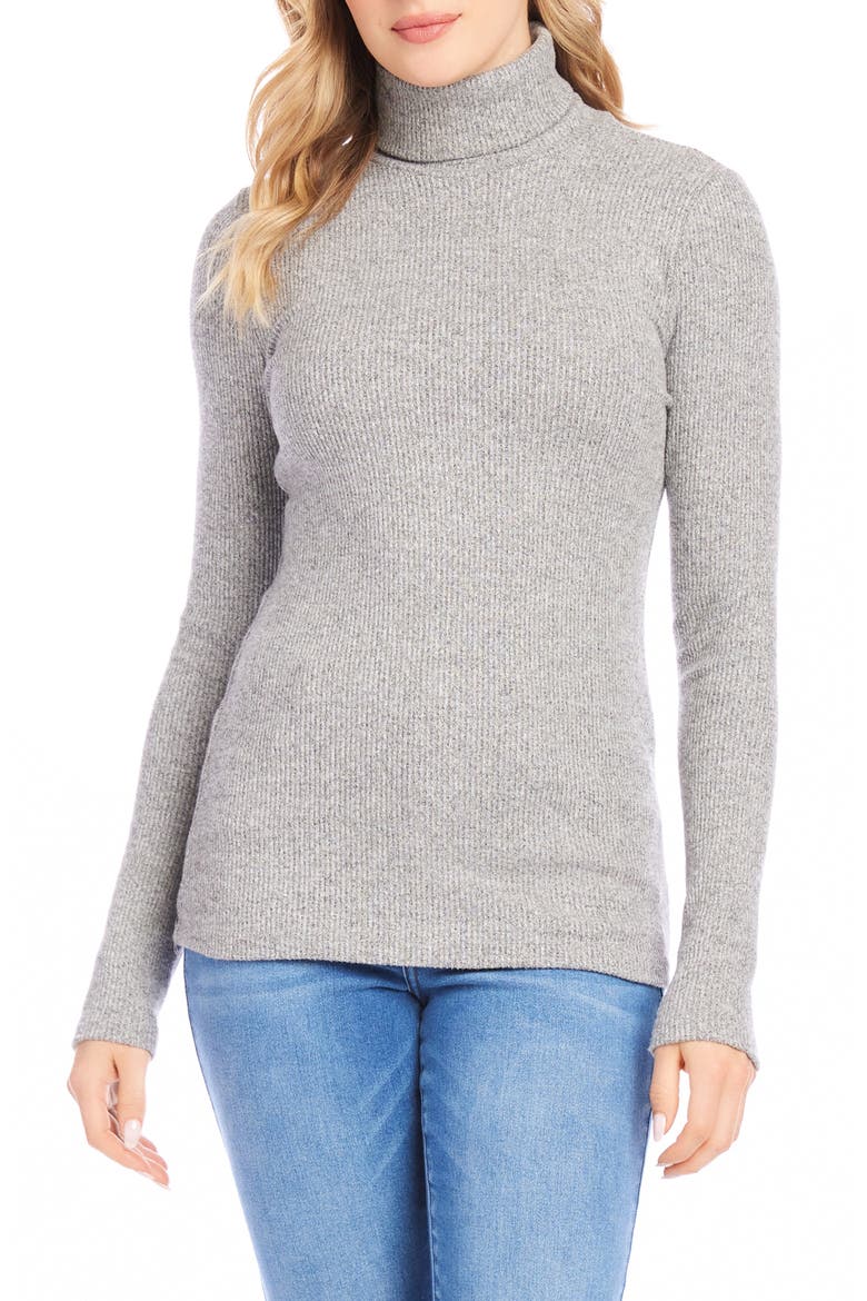 Turtleneck Rib Top, Main, color, HEATHER