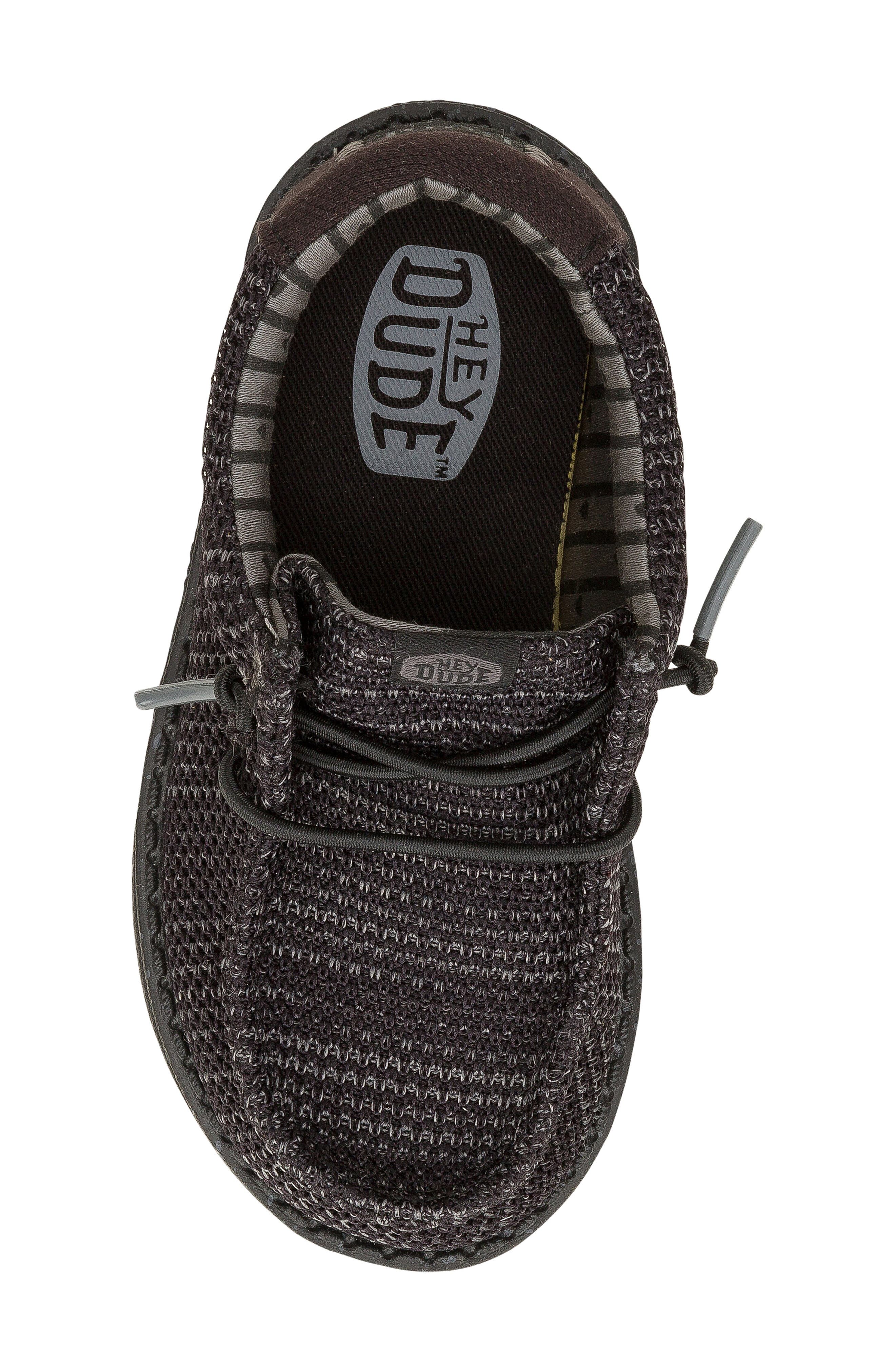 Hey Dude Kids' Wally Stretch Sox Slip-On, Alternate, color, Black/ Black