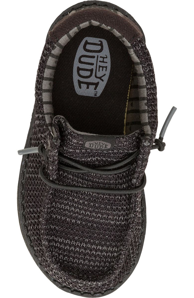 Hey Dude Kids' Wally Stretch Sox Slip-On, Alternate, color, Black/ Black