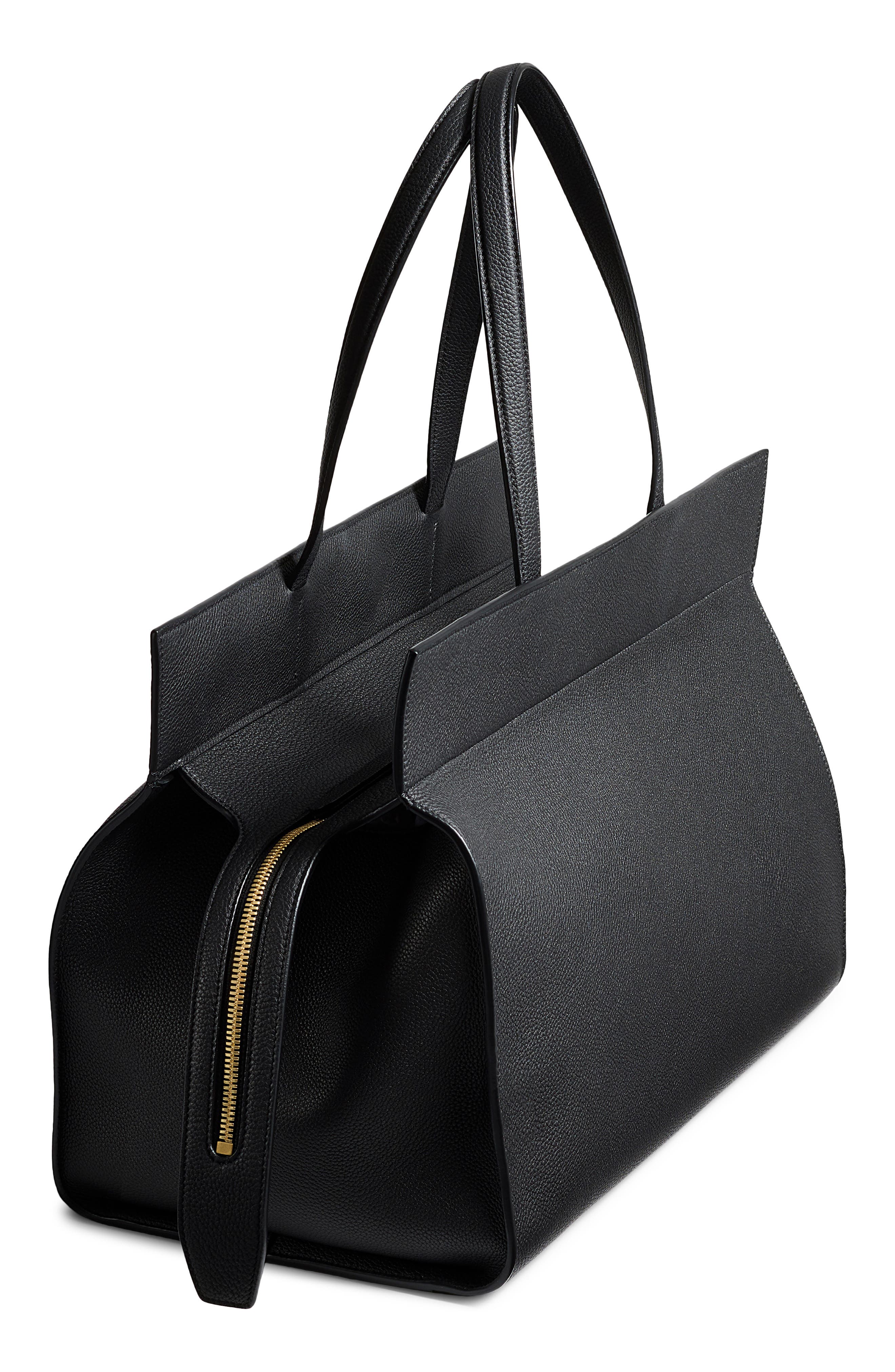 Khaite Crosby Leather Tote, Alternate, color, Black