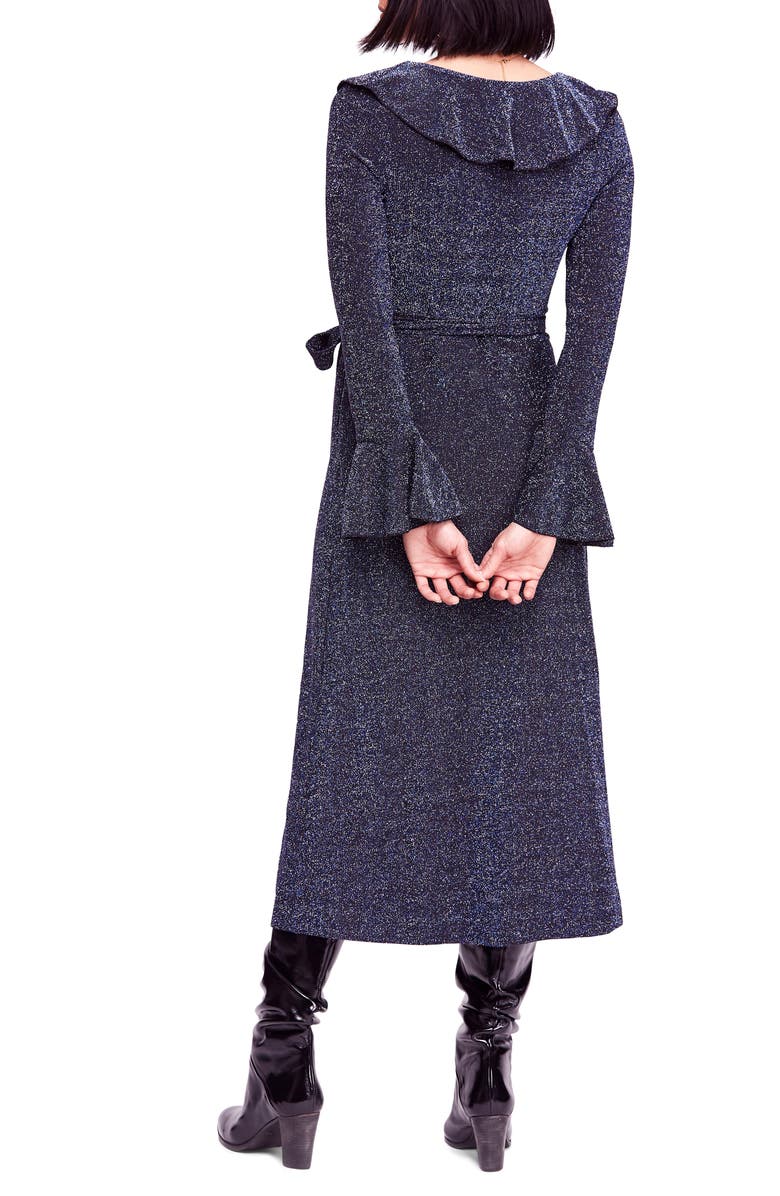 Free People One More Time Shimmer Midi Wrap Dress, Alternate, color, 
