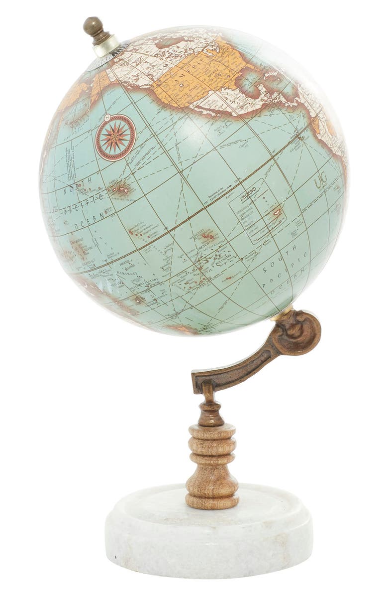GINGER BIRCH STUDIO Teal Marble Globe, Alternate, color, Aquamarine