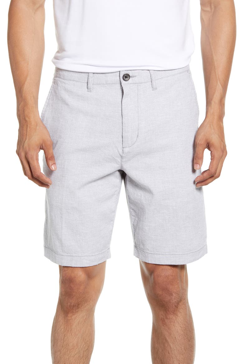 Linen Blend Chino Shorts, Main, color, GREY WEATHER HOUNDSTOOTH