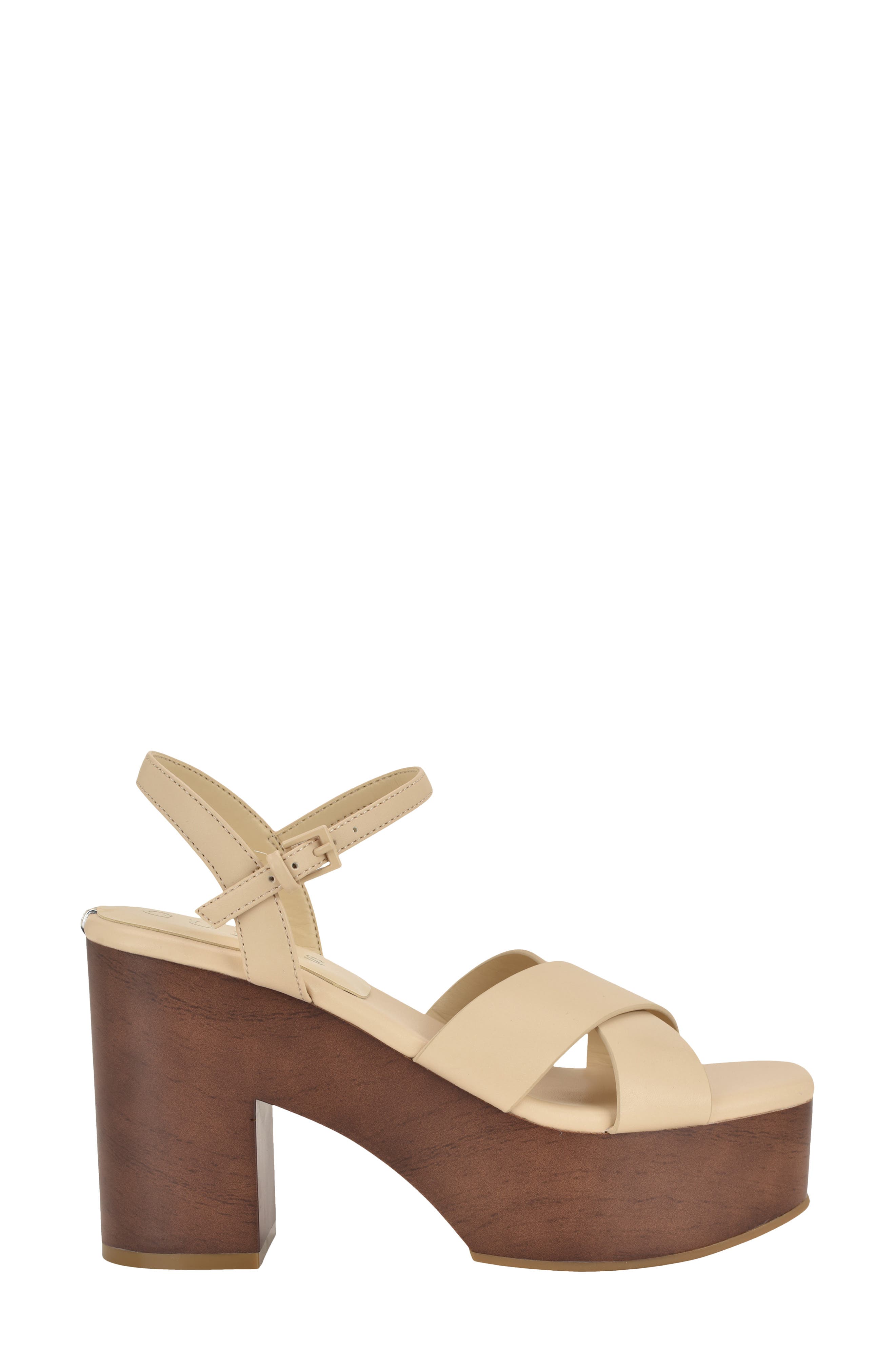 Qeelin Ankle Strap Platform Sandal, Alternate, color, IVORY