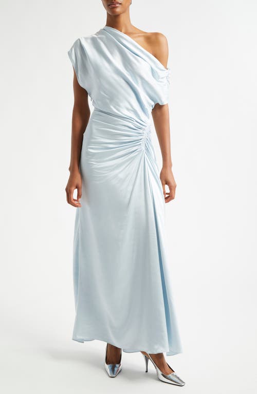 A.l.c Penny One-shoulder Ruched Satin Gown In Cascade