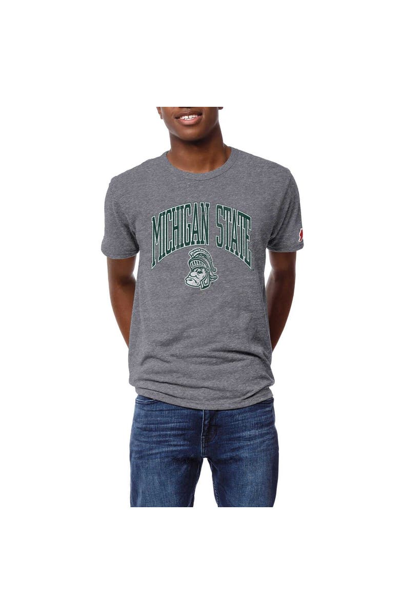 LEAGUE COLLEGIATE WEAR Men's League Collegiate Wear Heather Gray Michigan State Spartans Tall Arch Victory Falls Tri-Blend T-Shirt, Alternate, color, Heather Gray