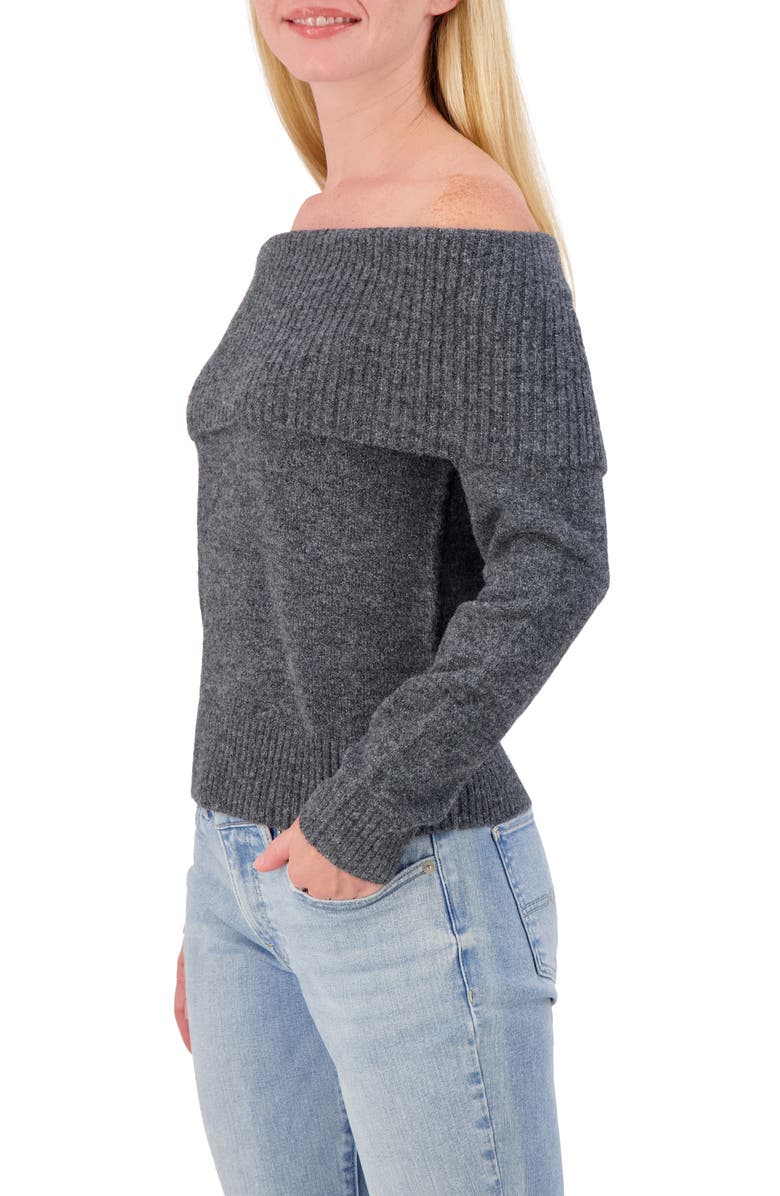 Lucky Brand Off-the-Shoulder Sweater, Alternate, color, Charcoal Heather