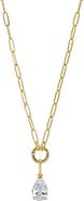 BY ADINA EDEN Colored CZ Pear Charm & Paperclip Clicker Toggle Link Necklace