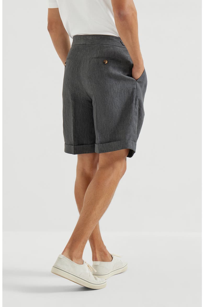 Délavé linen Bermuda shorts, Alternate, color, Anthracite