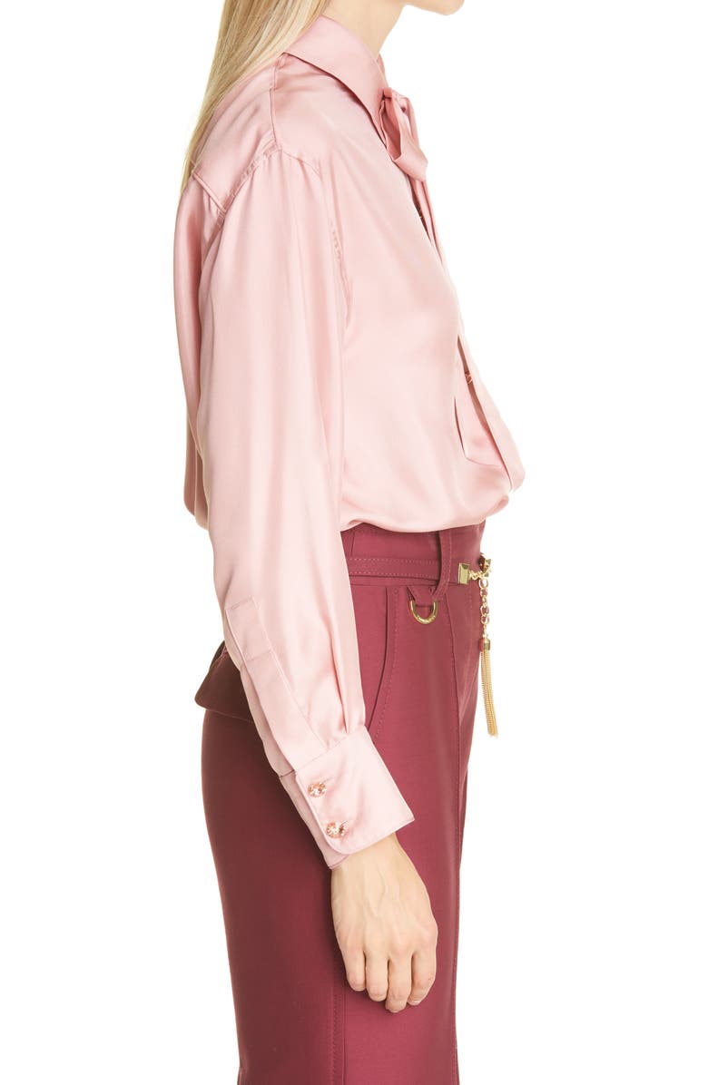 Zimmermann Concert Tie Neck Silk Twill Blouse, Alternate, color, 