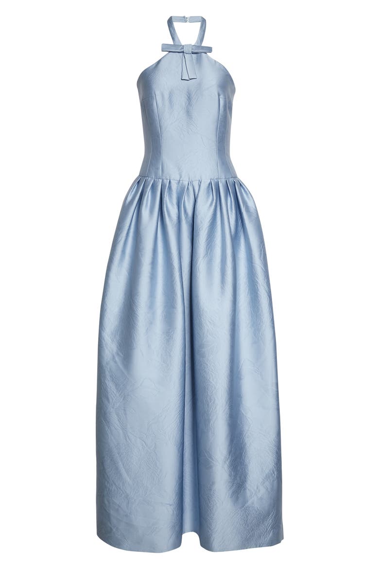 Sweeny Halter Silk Blend Cloqu Gown, Alternate, color, ICY BLUE