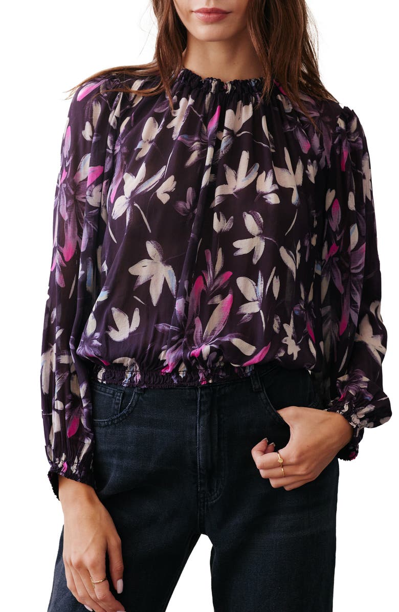 Bella Dahl Smocked Neck Long Sleeve Blouse, Main, color, 