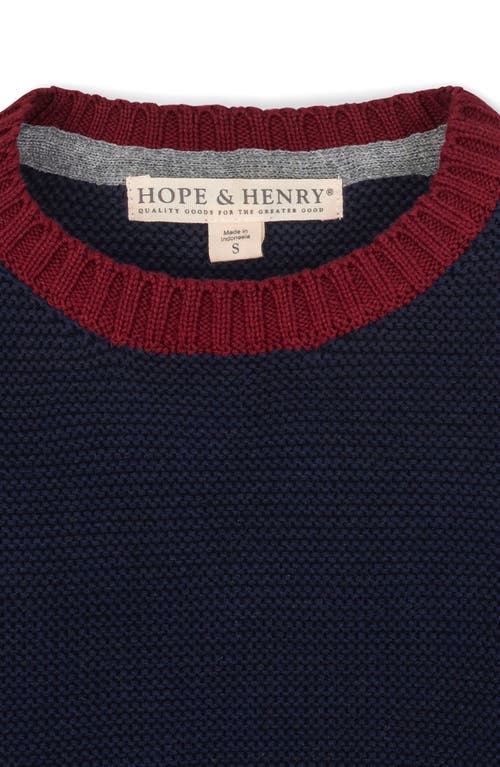 Hope & Henry Organic Long Sleeve Crewneck Pullover Sweater In Multi