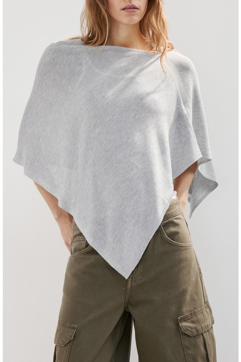 Raul Asymmetrical Hem Knit Cape, Main, color, LIGHT HEATHER GREY