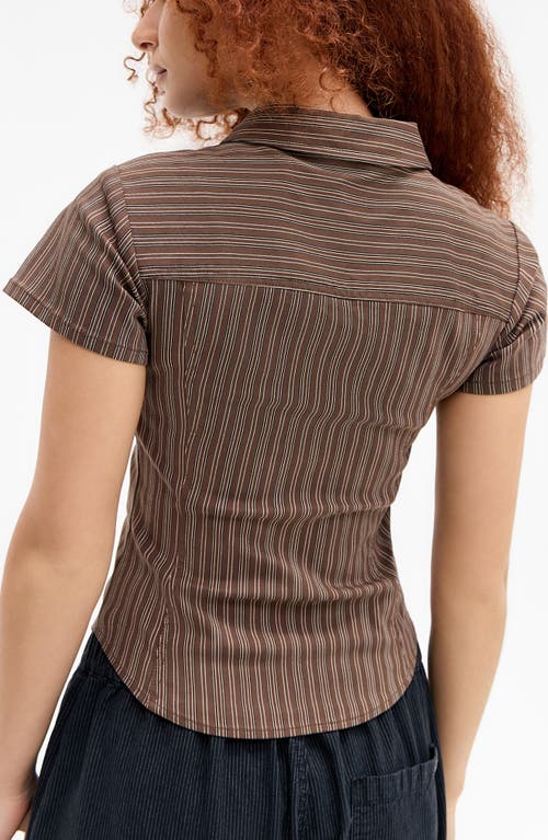 Bdg Urban Outfitters Bengaline Polly Stripe Snap-up Shirt In Brown