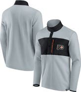 FANATICS Men's Fanatics Branded Gray/Black Philadelphia Flyers Hockey Polar Fleece Quarter-Snap Jacket