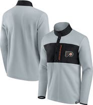 FANATICS Men's Fanatics Branded Gray/Black Philadelphia Flyers Hockey Polar Fleece Quarter-Snap Jacket