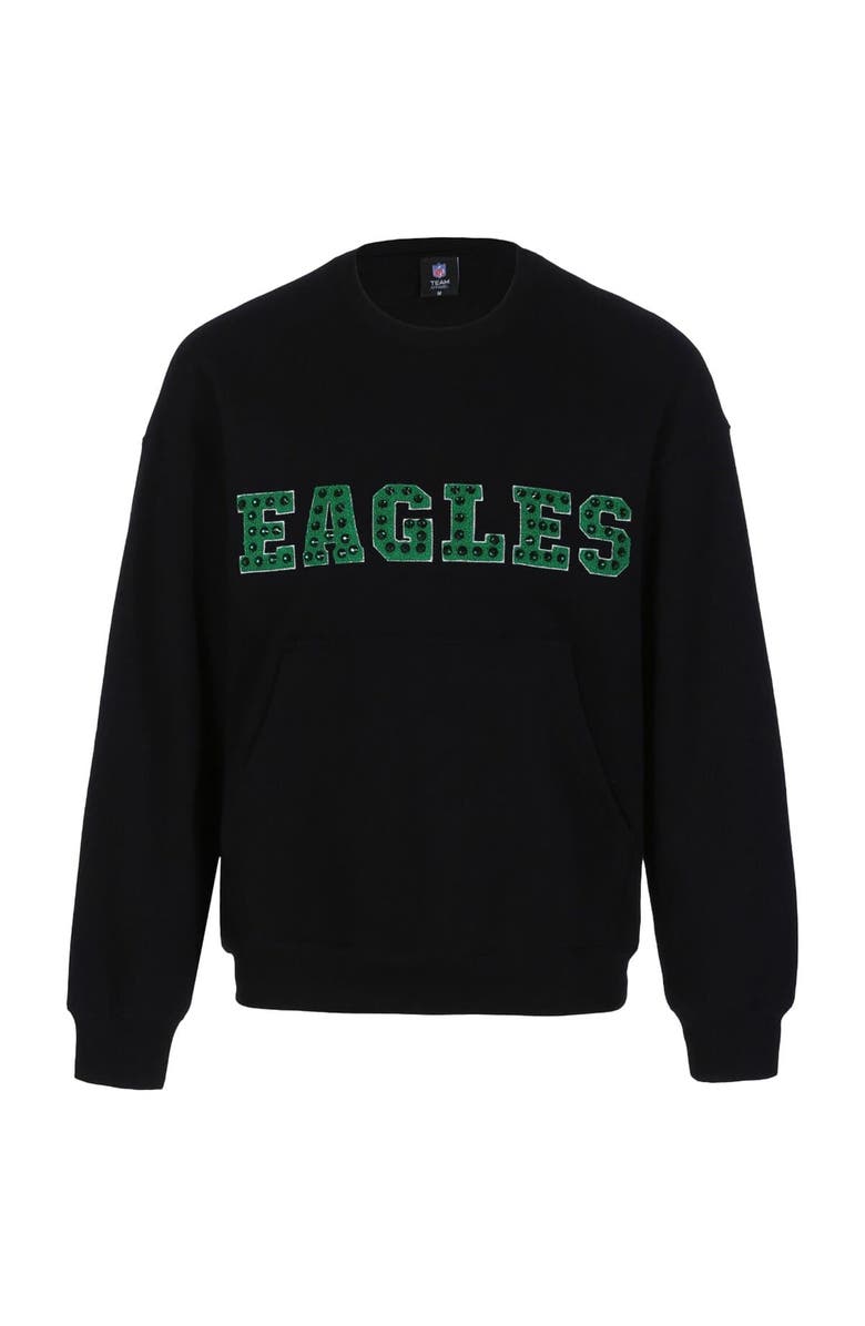 CUCE Women
s Cuce Black Philadelphia Eagles Chenille Jeweled Sweatshirt, Main, color, Black