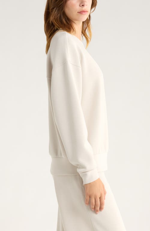 Zella Ultrasoft Boxy Knit Crew Sweatshirt In White
