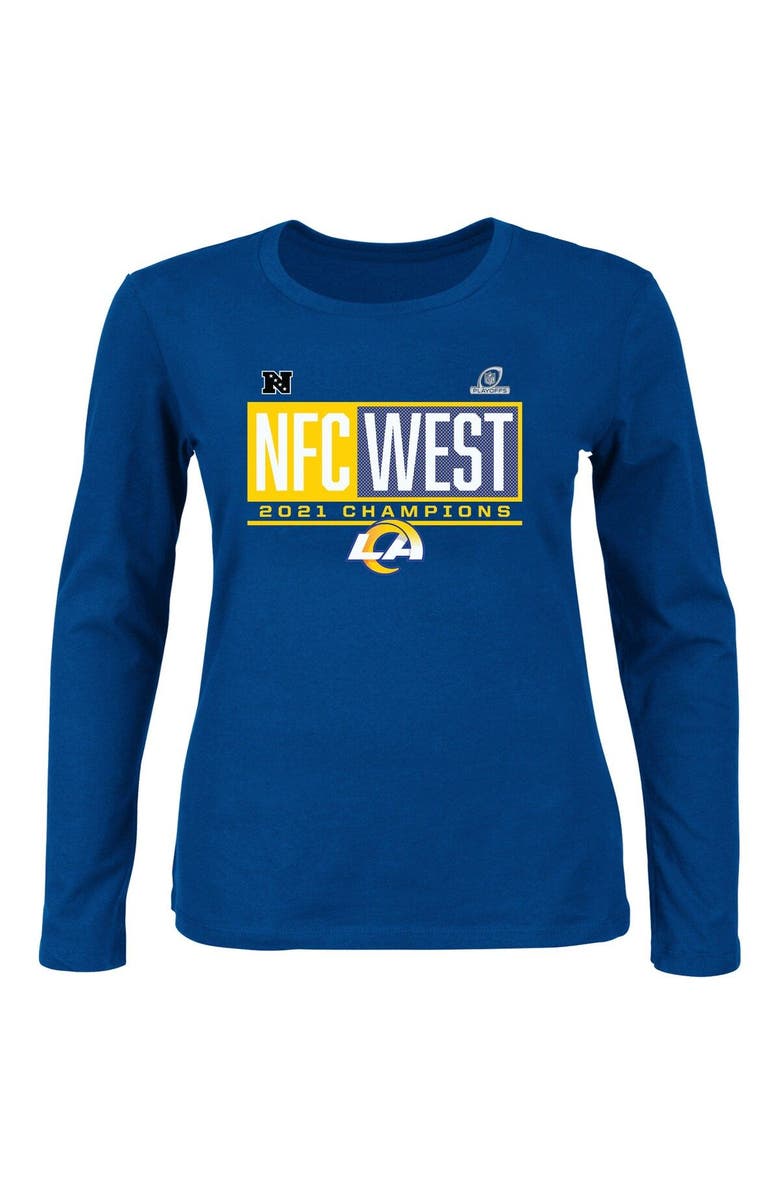 FANATICS Women's Fanatics Branded Royal Los Angeles Rams 2021 NFC West Division Champions Plus Size Blocked Favorite Long Sleeve Scoop Neck T-Shirt, Main, color, 