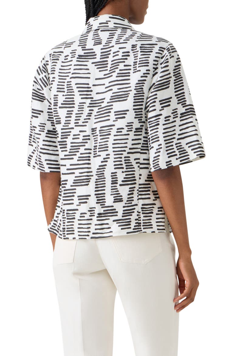 Dance Movements Print Linen Button-Up Shirt, Alternate, color, ECRU-BLACK