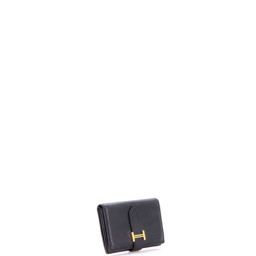Pre-owned Hermes  Hermes Bearn Wallet Chevre Mysore Compact In Black