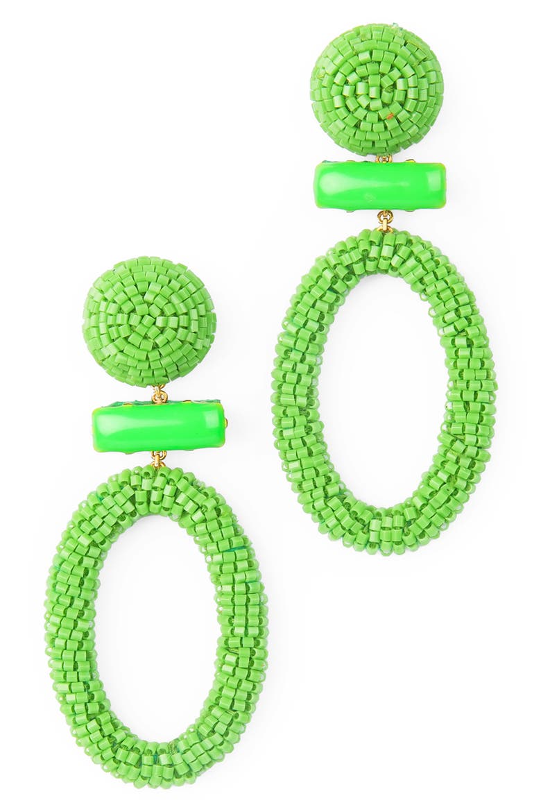 Yolanda Drop Earrings, Main, color, GREEN