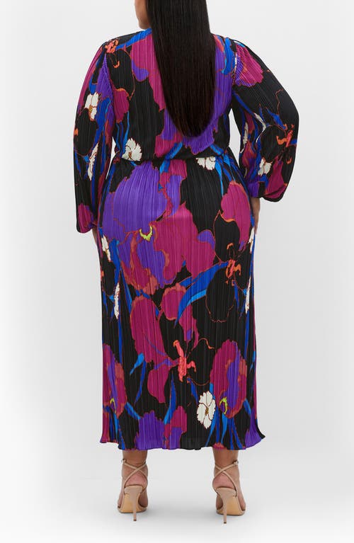 City Chic Kaya Floral Long Sleeve Maxi Dress In Black/wildflower