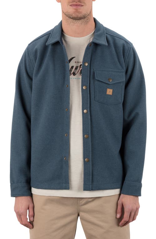 Hurley Santa Cruz Seaside Solid Flannel Button-Up Shirt Jacket in Grey Teal 
