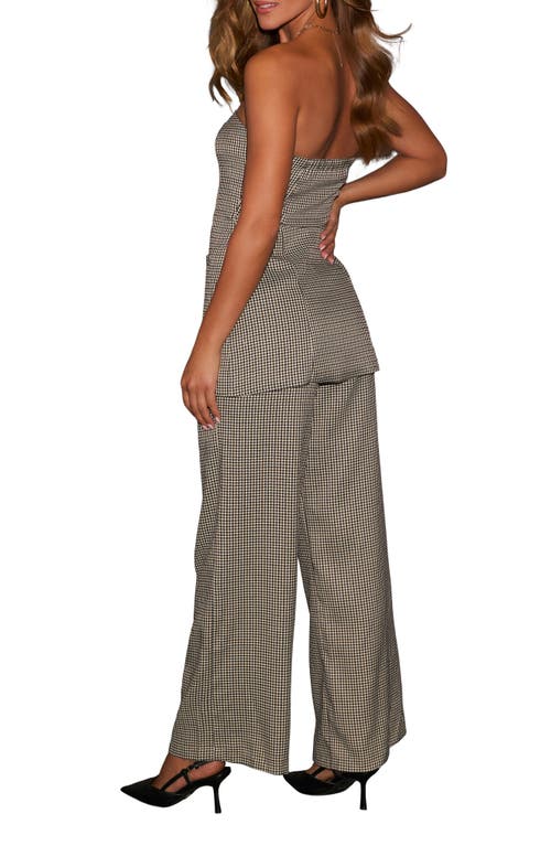 VICI COLLECTION VICI COLLECTION CALL IT A DAY STRAPLESS HOUNDSTOOTH JUMPSUIT