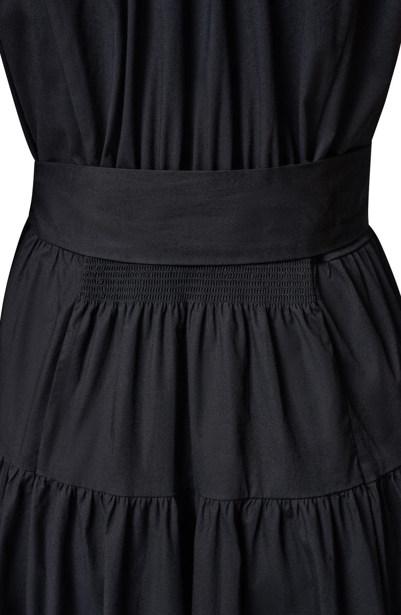 Donna Karan New York Tie Waist Stretch Poplin Midi Dress, Alternate, color, Black