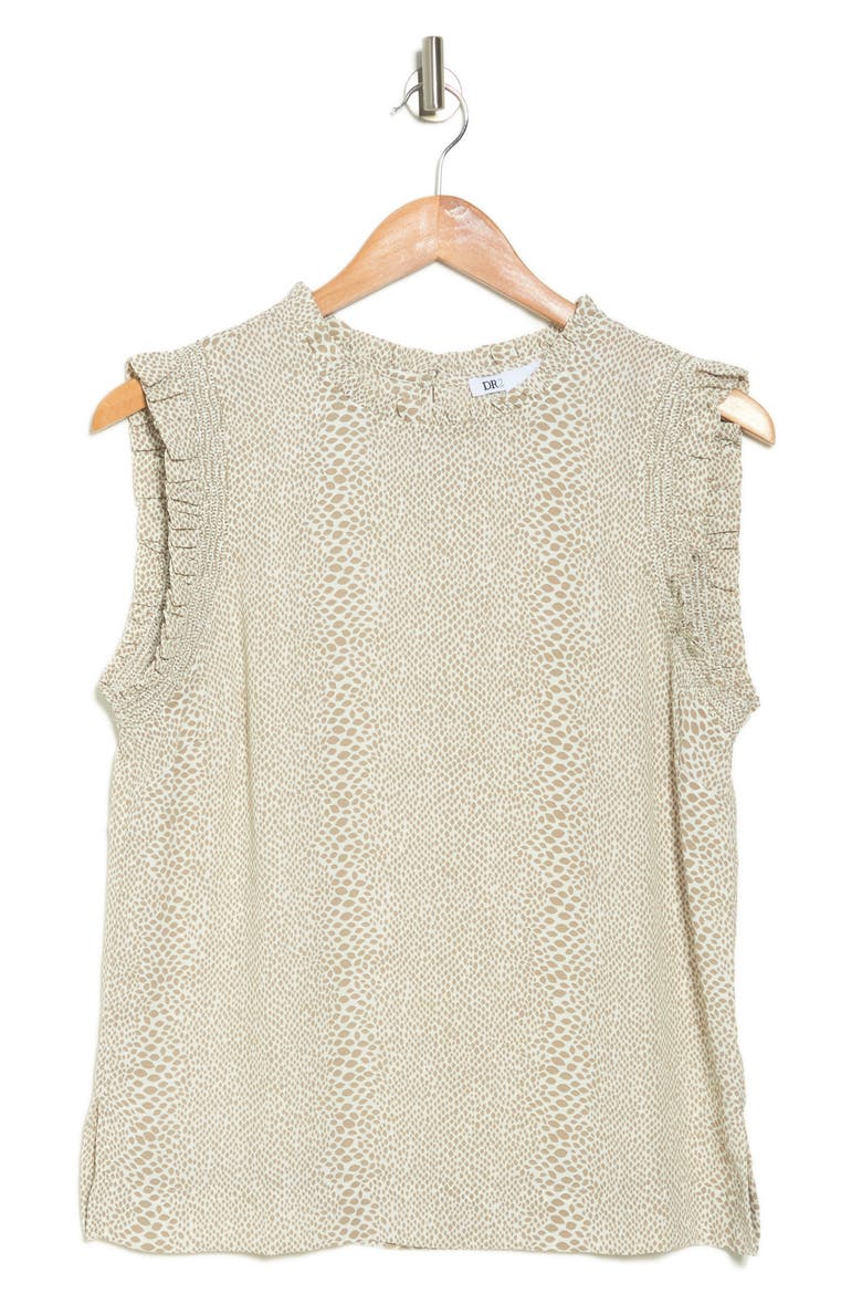 Ruffle Trim Animal Print Top, Alternate, color, IVORY