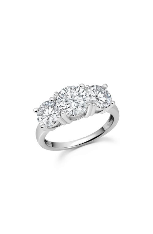 Crislu Classic Three Stone Cubic Zirconia Ring in Pure Platinum/Clear Stone 