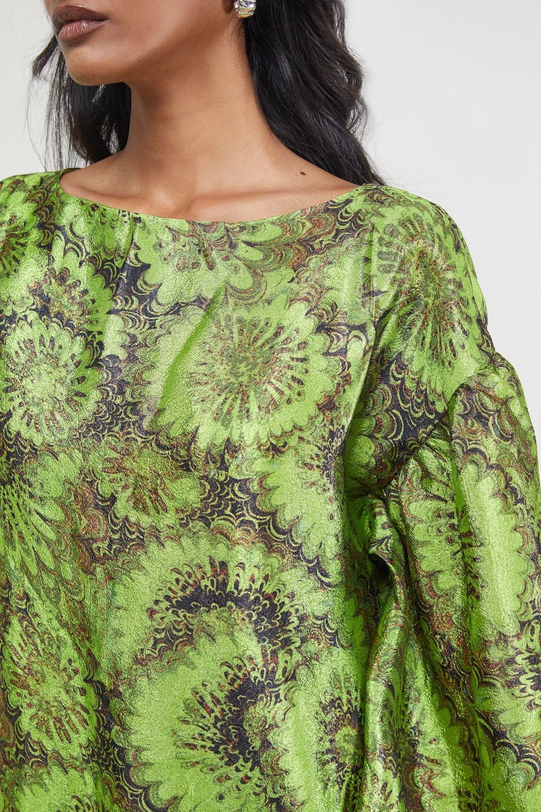 Asymmetric Seam Volume Sleeve Midi Dress, Alternate, color, Floral