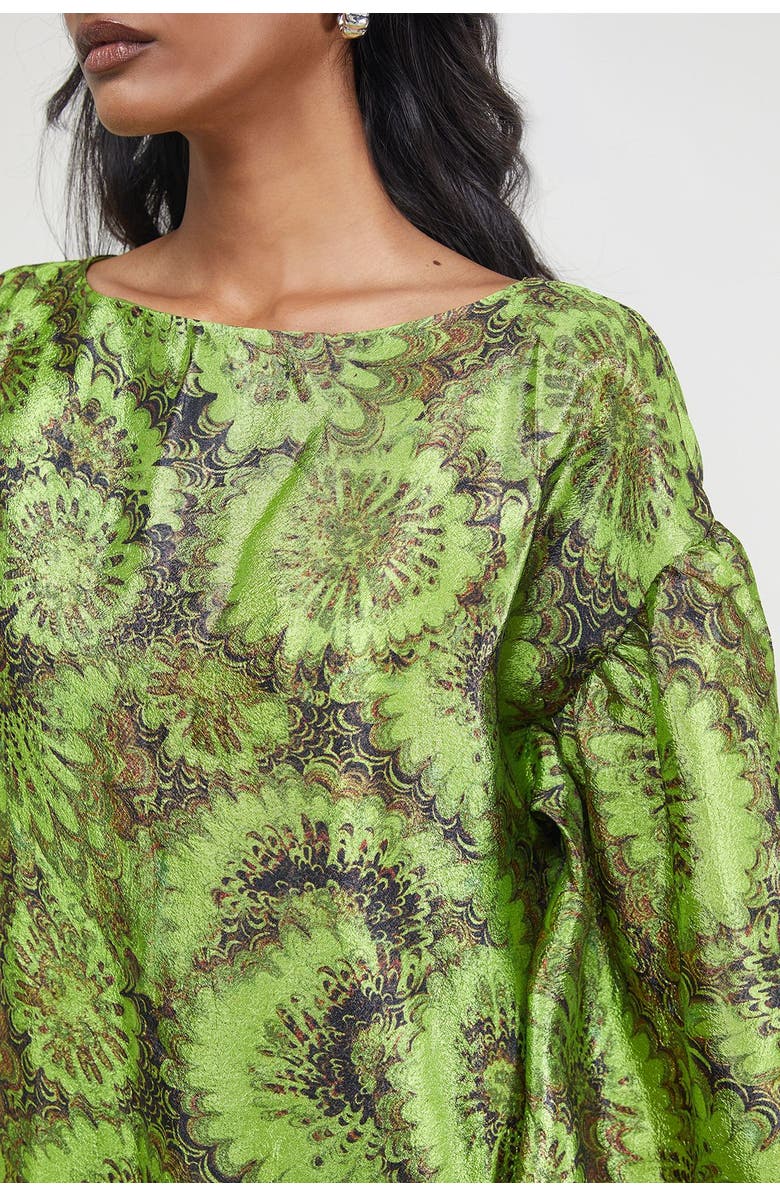 Warehouse Asymmetric Seam Volume Sleeve Midi Dress, Alternate, color, Floral