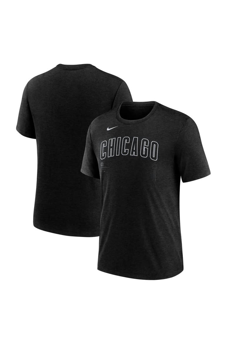 Men's Nike  Heather Black Chicago Cubs  Lights Out Tri-Blend T-Shirt, Main, color, Heather Black