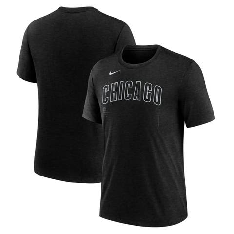 Men's Nike  Heather Black Chicago Cubs  Lights Out Tri-Blend T-Shirt