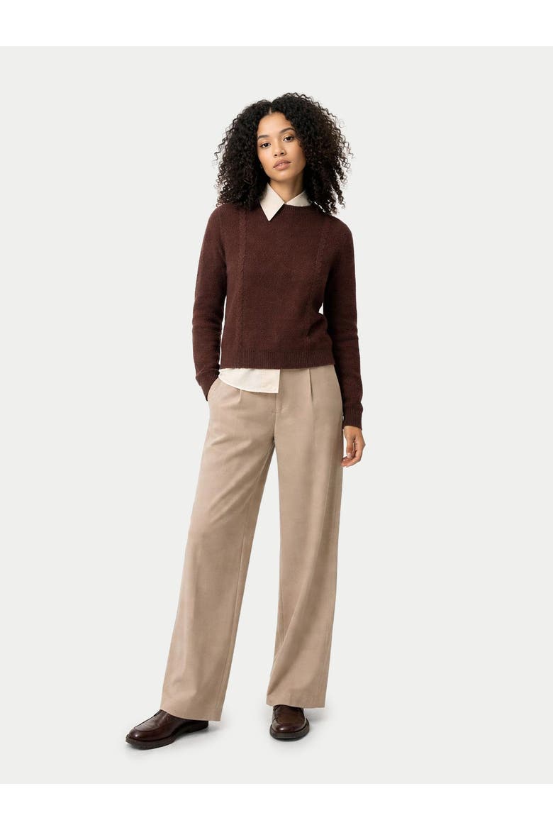 Cropped Crewneck Cashmere Sweater, Alternate, color, cocoa
