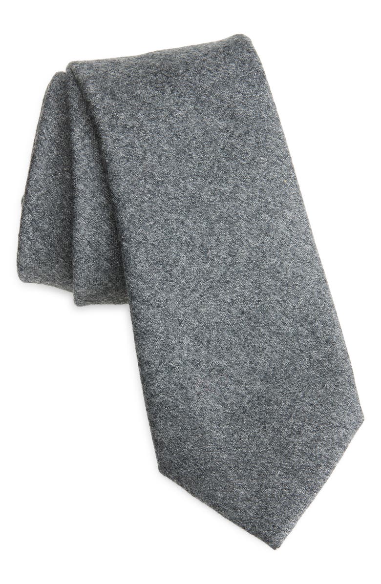 Canali Heathered Wool Flannel Tie, Main, color, Grey