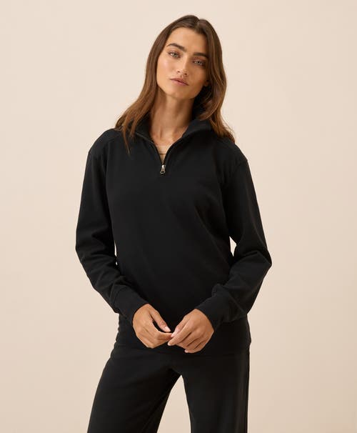 Pact Organic Cotton Cloudknit Quarter Zip In Black