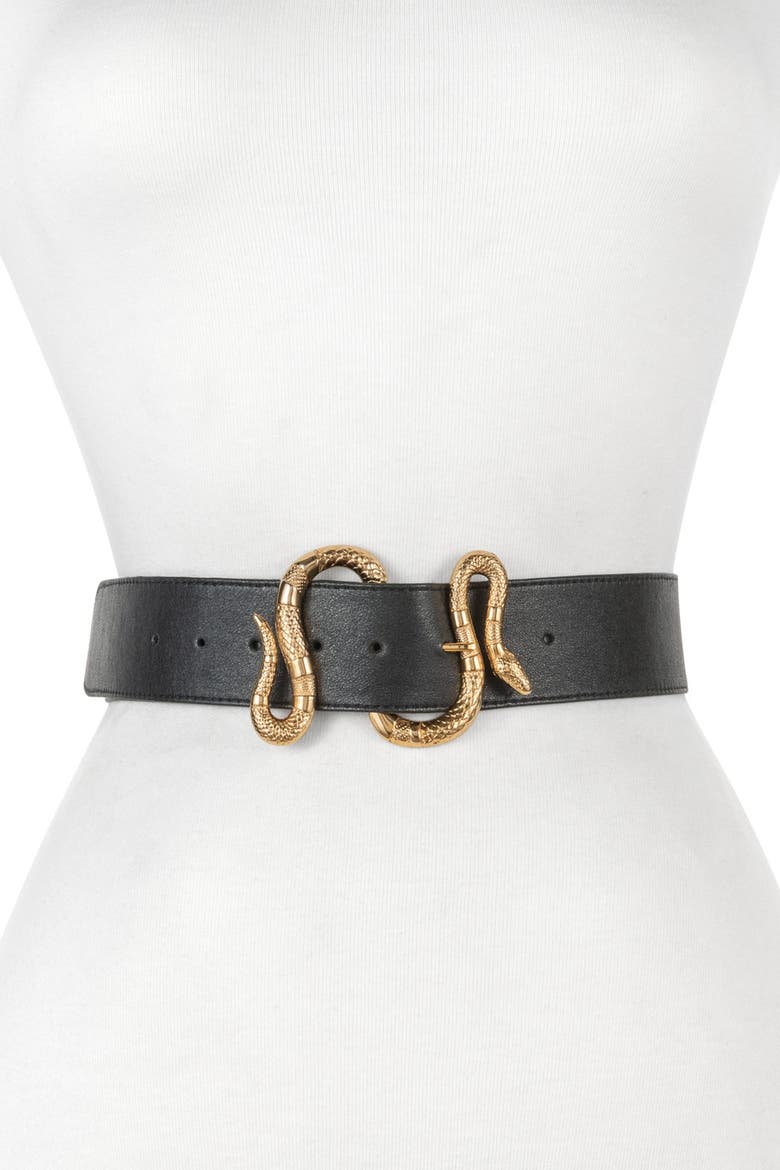Majove Snake Buckle Belt, Main, color, BLACK