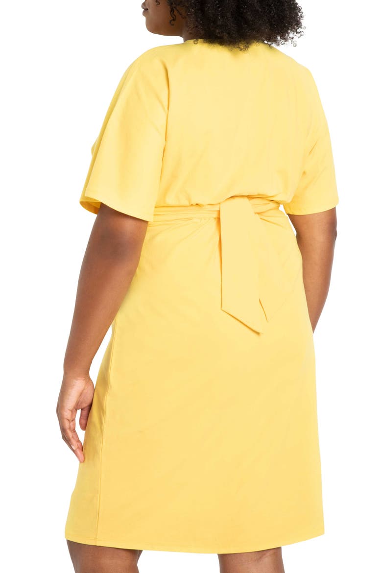 Belted Flutter Sleeve Dress, Alternate, color, HABANERO GOLD