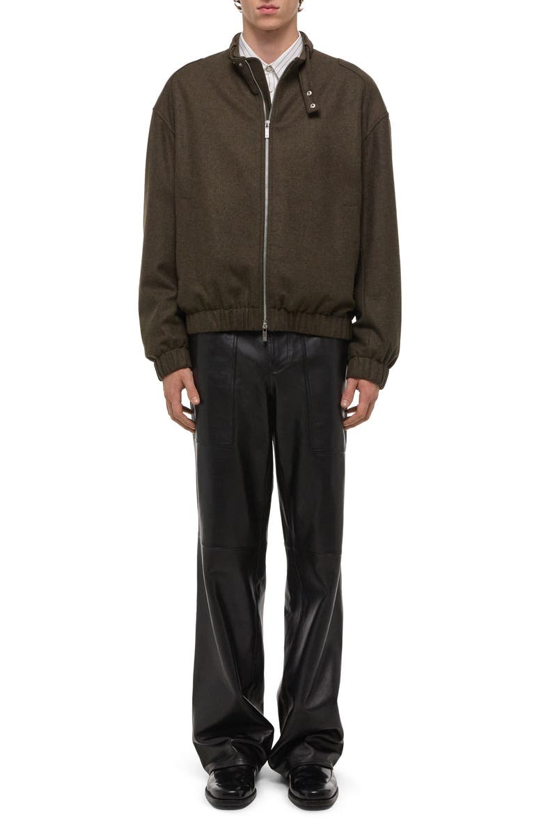 Helmut Lang Wool Blend Bomber Jacket, Alternate, color, Green Melange