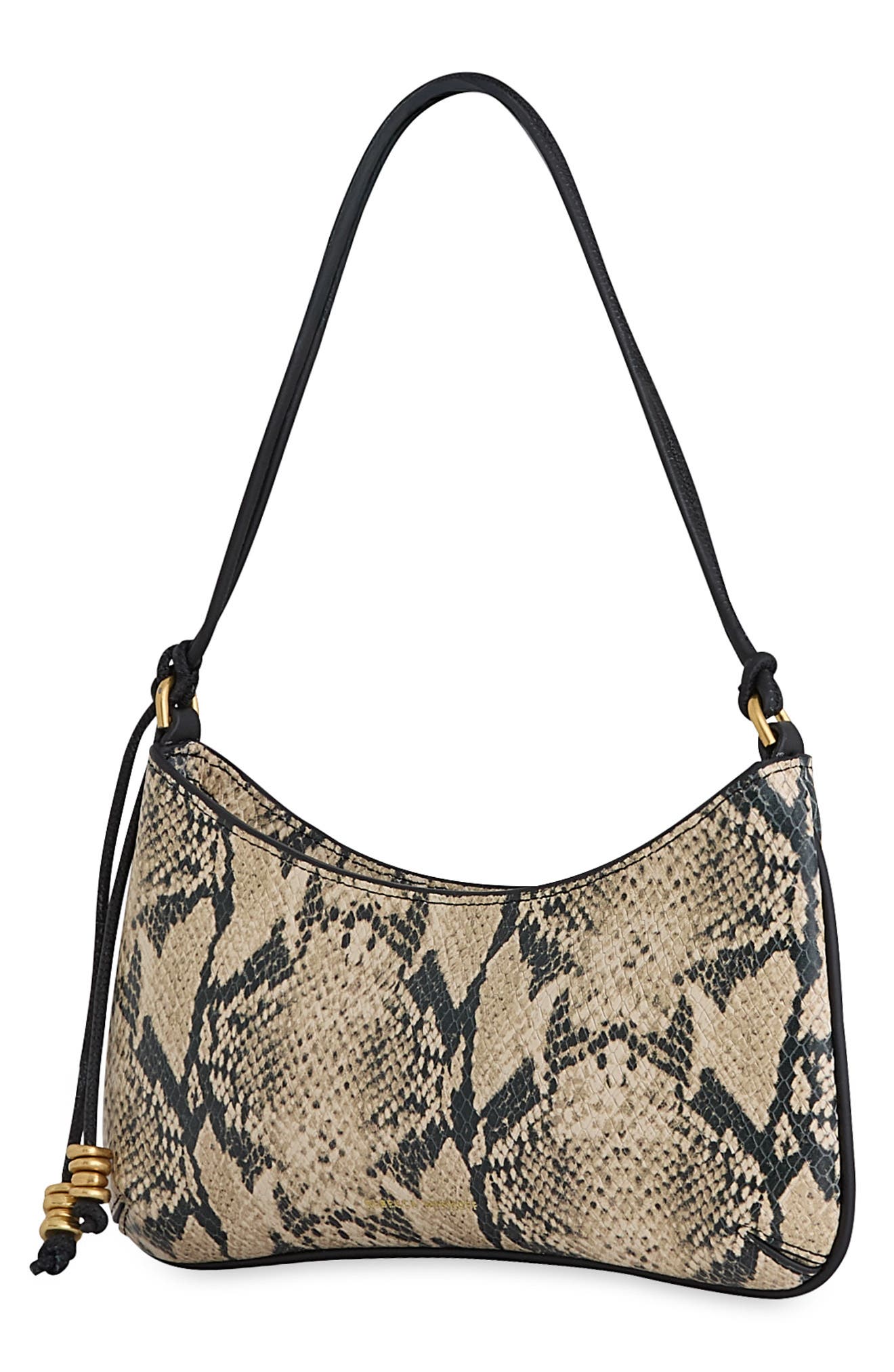 Reina Snake Embossed Leather Shoulder Bag, Alternate, color, ORO SNAKE