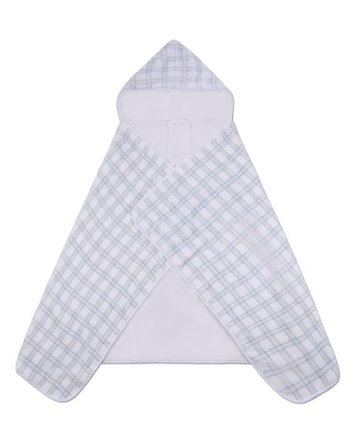 Minimoi Boys Cozy Plaid Hooded Cotton-lined Terry Towel In White