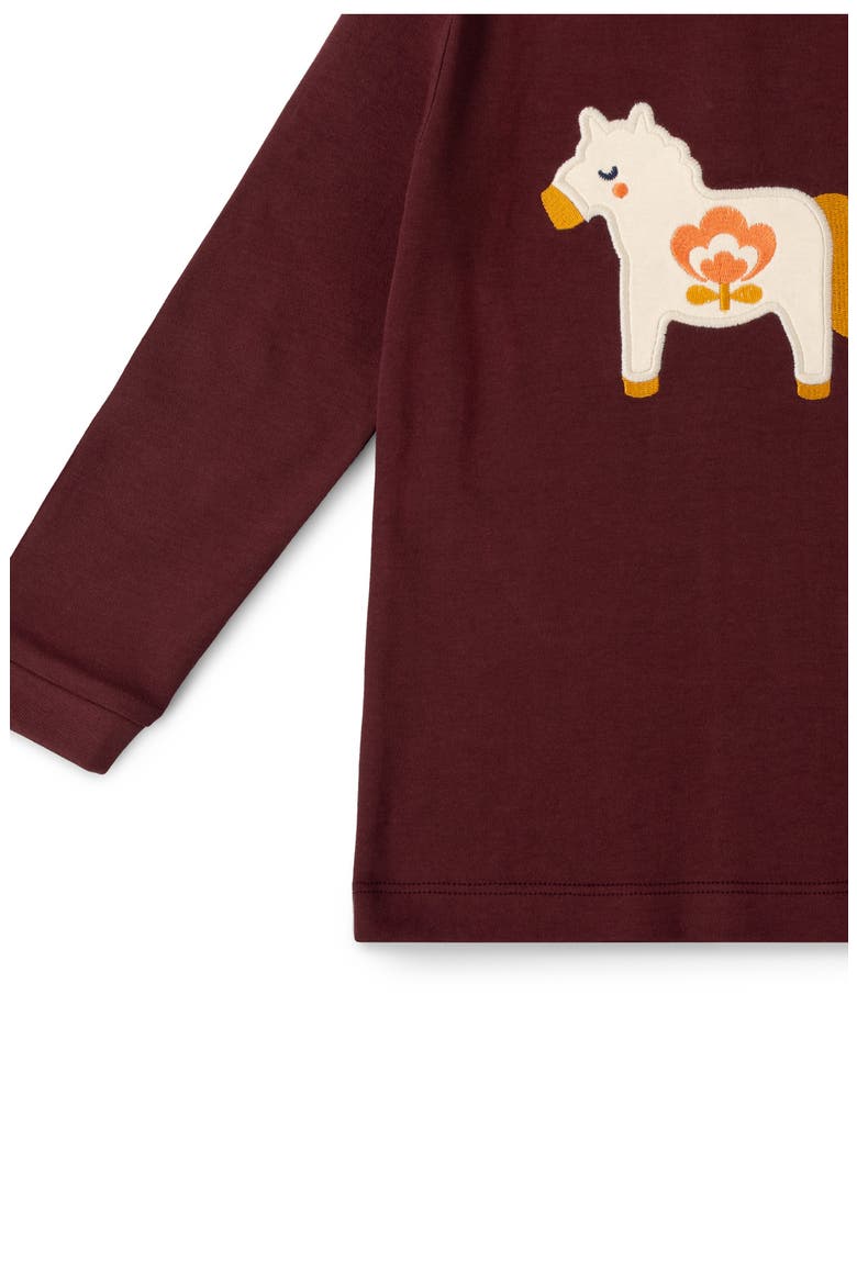 Folk Horse Applique Long Sleeve T-Shirt, Alternate, color, BROWN