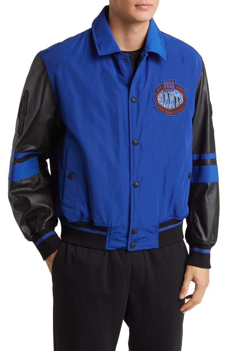 BOSS x NFL Cutback Water Repellent Bomber Jacket, Alternate, color, New York Giants Medium Blue