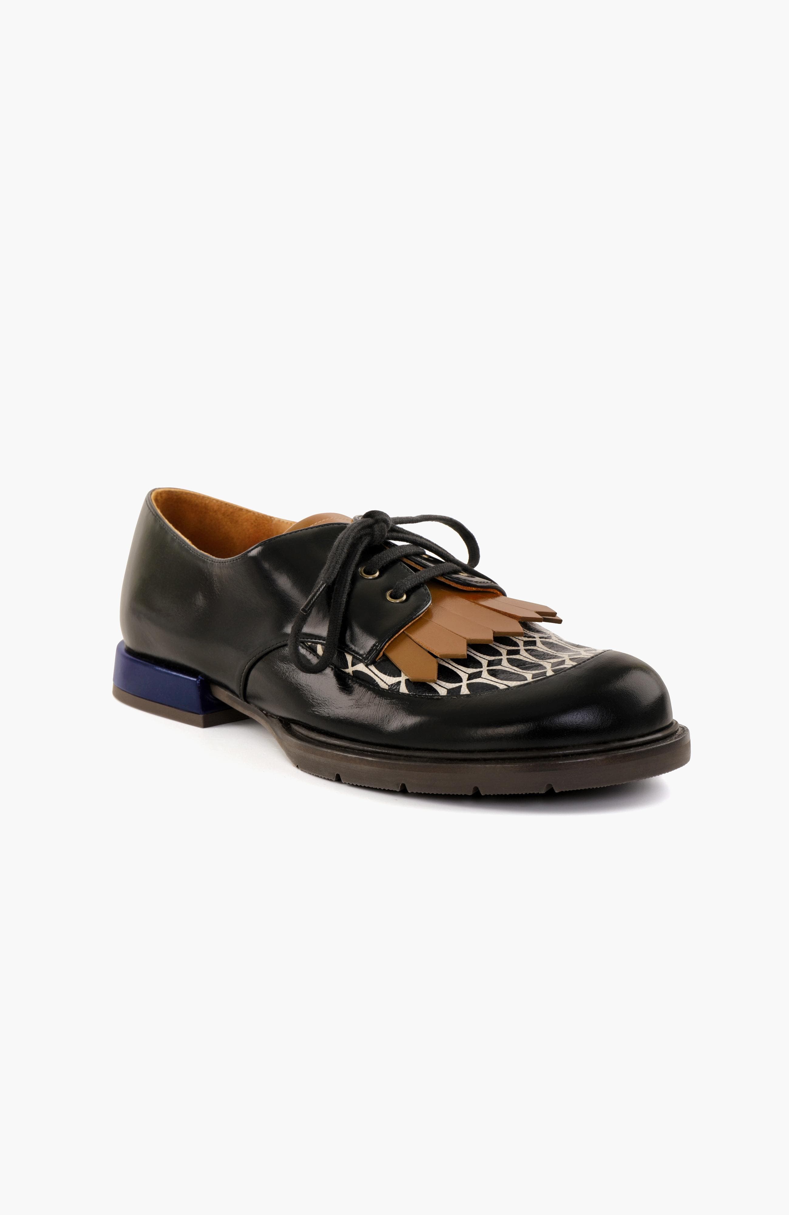 JERIPA Mixed-leather Oxford shoes, Alternate, color, Black