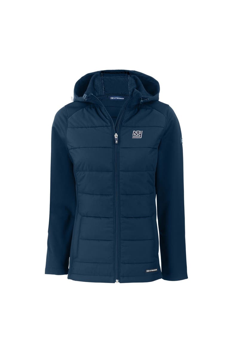 Women's Cutter & Buck  Navy New York Giants Throwback Evoke Hybrid Eco Softshell Recycled Full-Zip Hoodie Jacket, Alternate, color, Navy